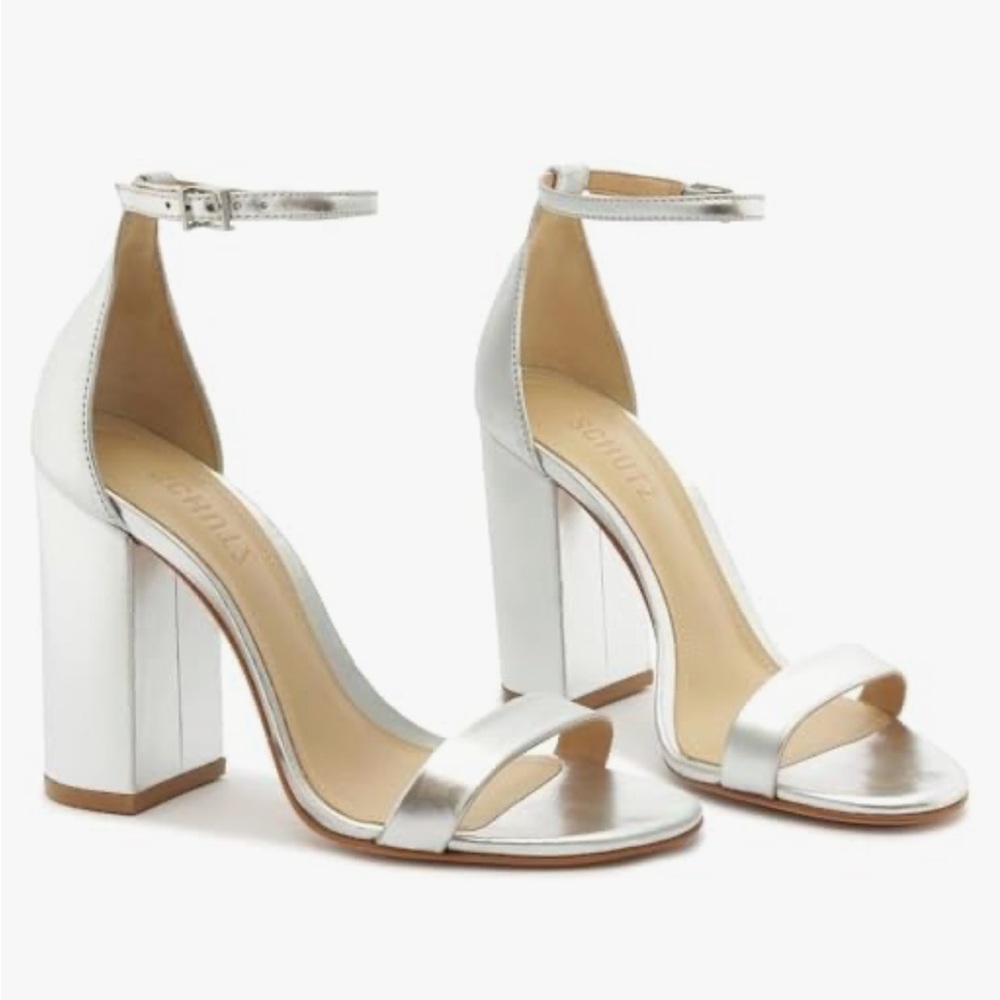 SCHUTZ Women's Cadey Lee High Heel Sandals Silver 8B